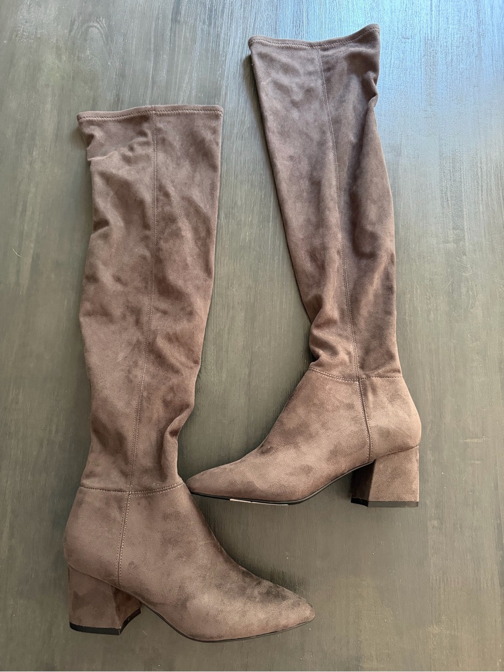 Steve Madden Estellestloist OTK Boots 7M Brown Faux Suede Block Heel